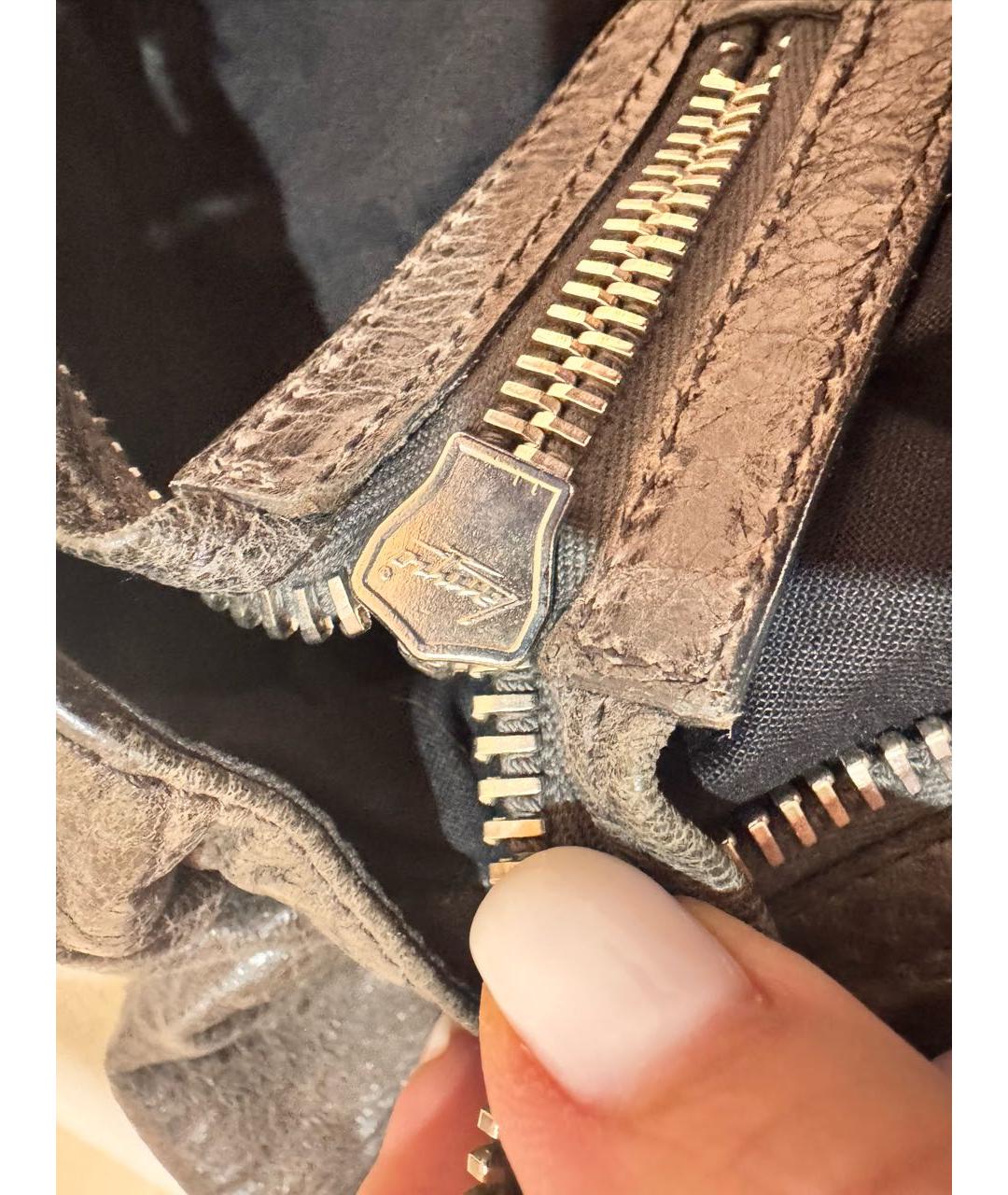 BALENCIAGA Антрацитовая кожаная сумка тоут, фото 4