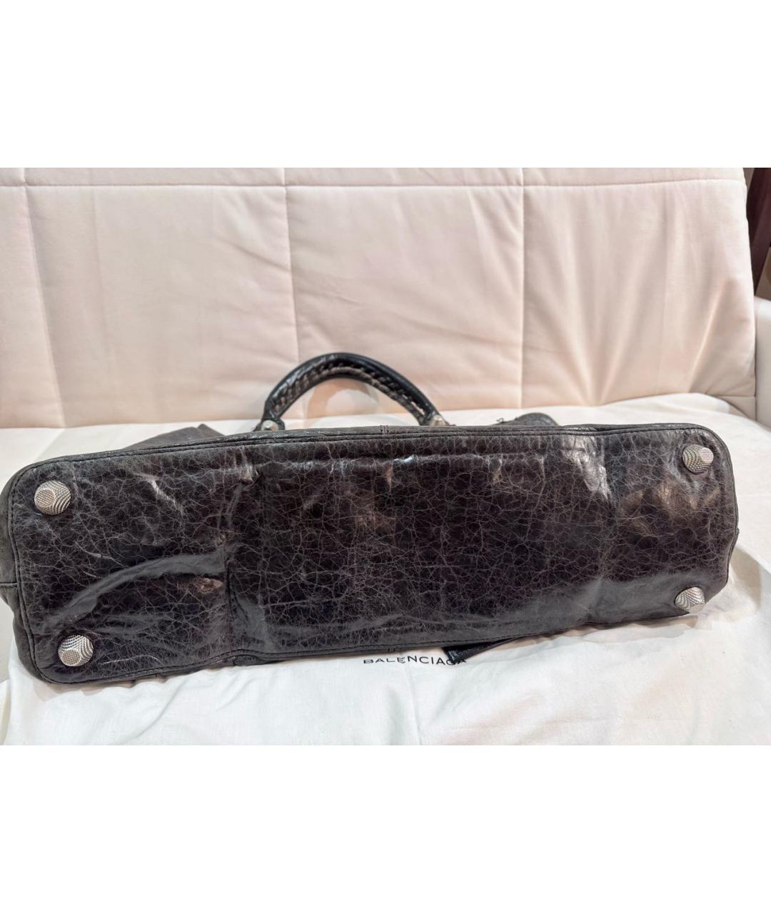 BALENCIAGA Антрацитовая кожаная сумка тоут, фото 3