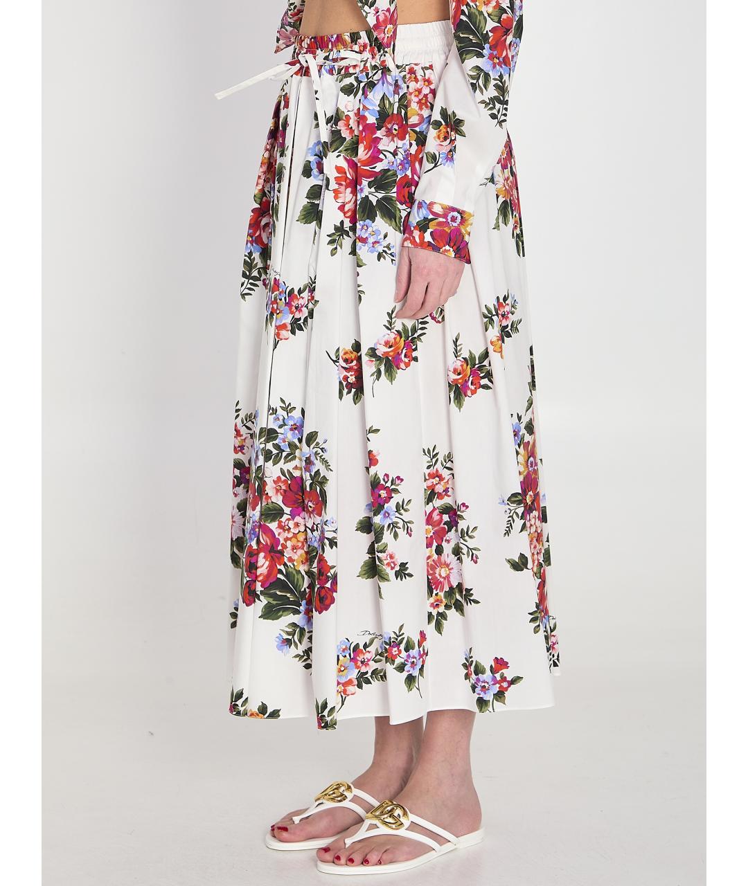 DOLCE&GABBANA Белая хлопковая юбка миди, фото 3