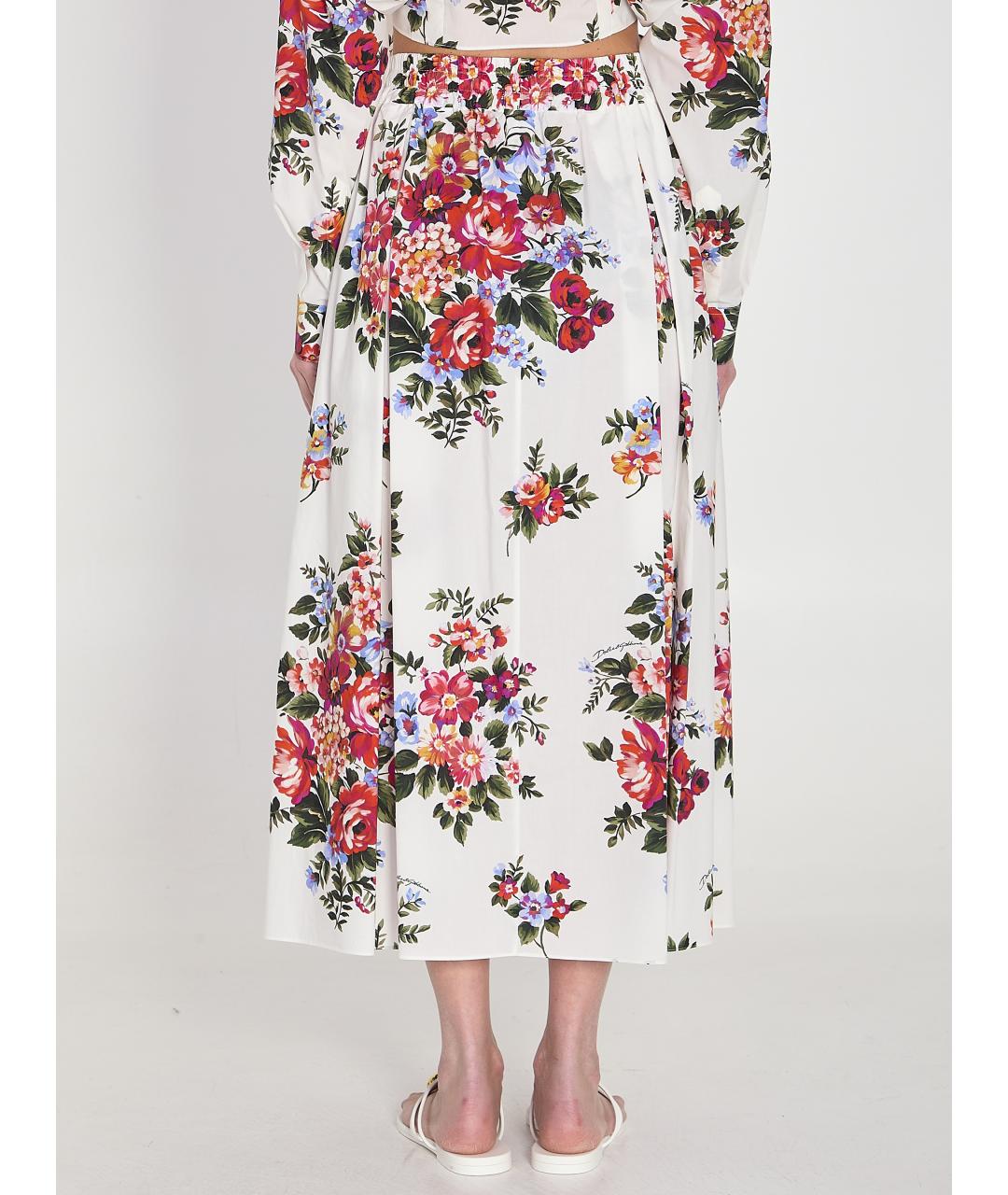 DOLCE&GABBANA Белая хлопковая юбка миди, фото 5