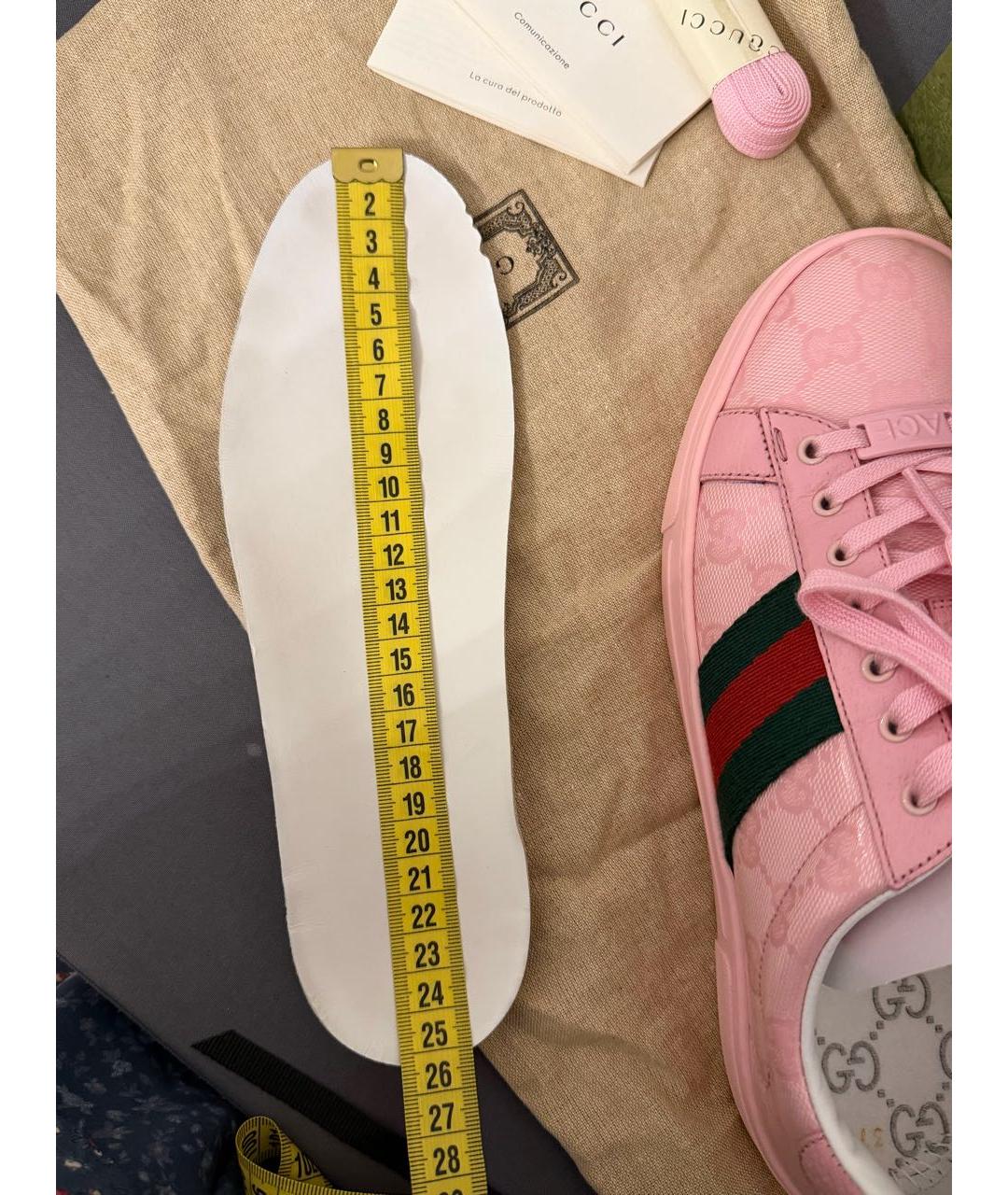 GUCCI Розовые кожаные кроссовки, фото 8