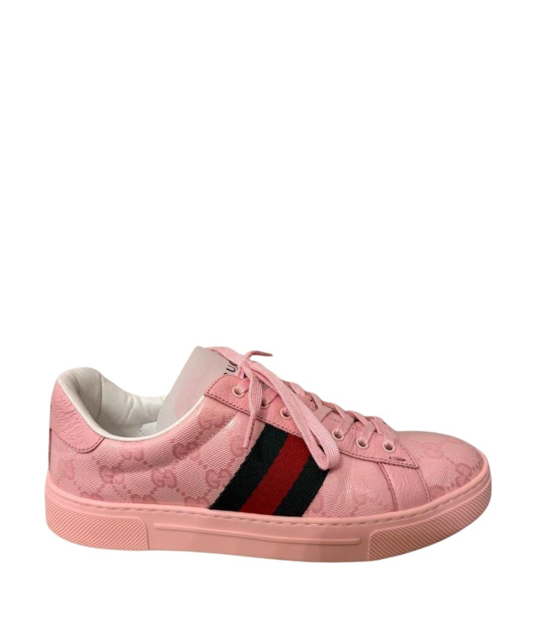 GUCCI Розовые кожаные кроссовки, фото 1