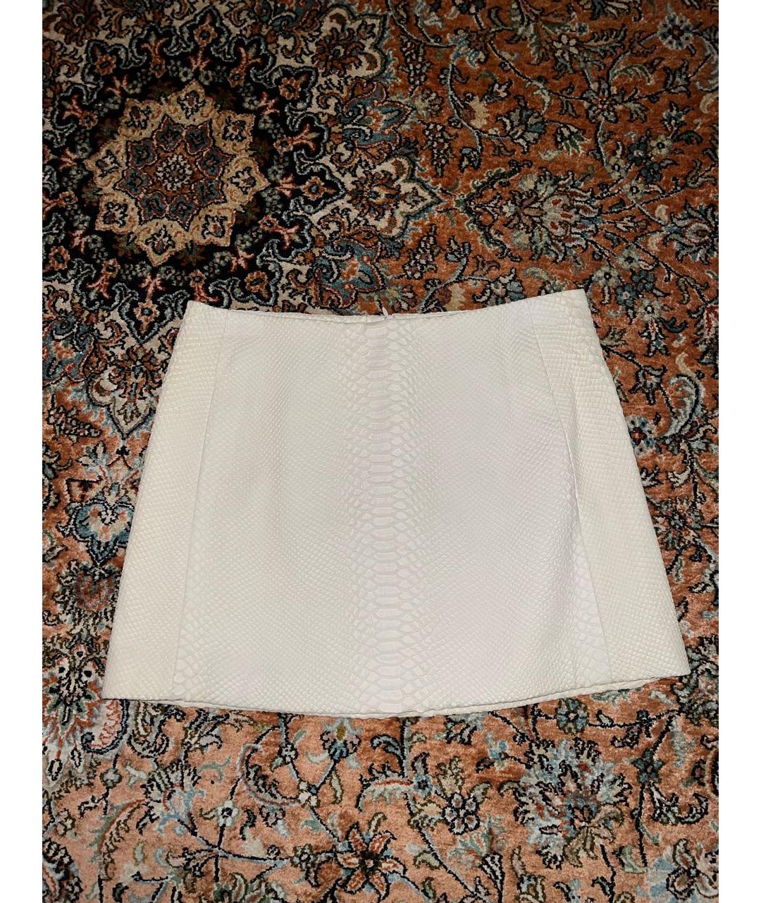 NEIL BARRETT Белая кожаная юбка мини, фото 5