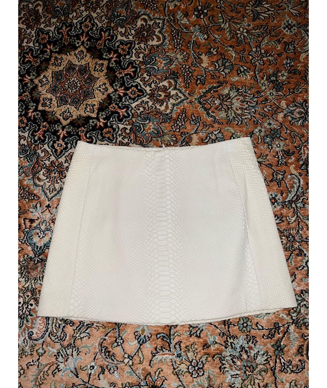 NEIL BARRETT Белая кожаная юбка мини, фото 9