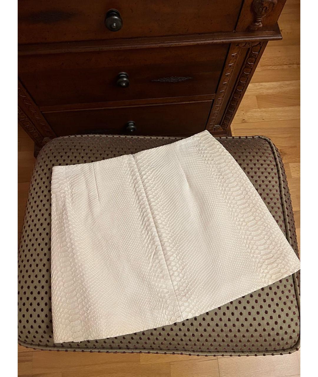 NEIL BARRETT Белая кожаная юбка мини, фото 6