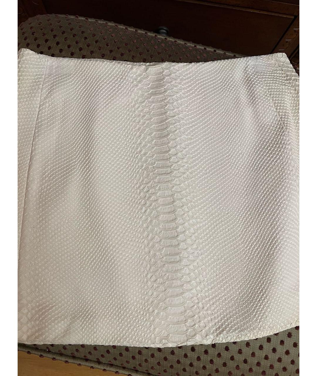 NEIL BARRETT Белая кожаная юбка мини, фото 7