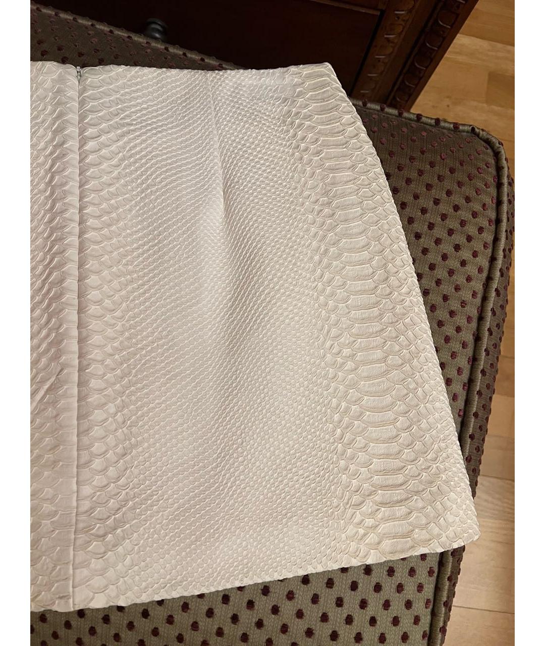 NEIL BARRETT Белая кожаная юбка мини, фото 8