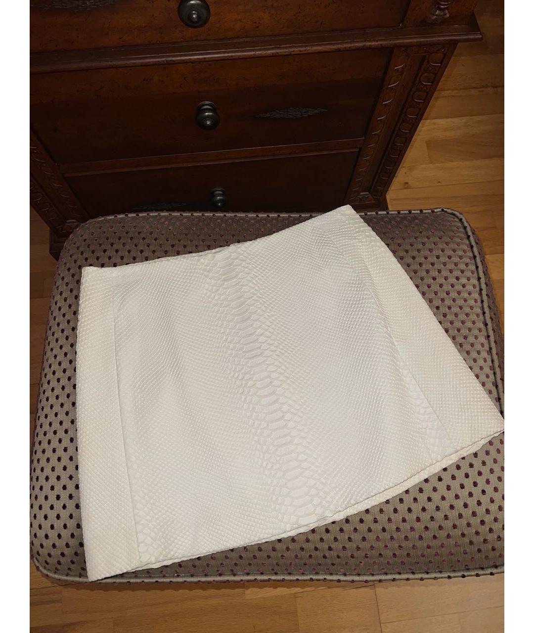 NEIL BARRETT Белая кожаная юбка мини, фото 2