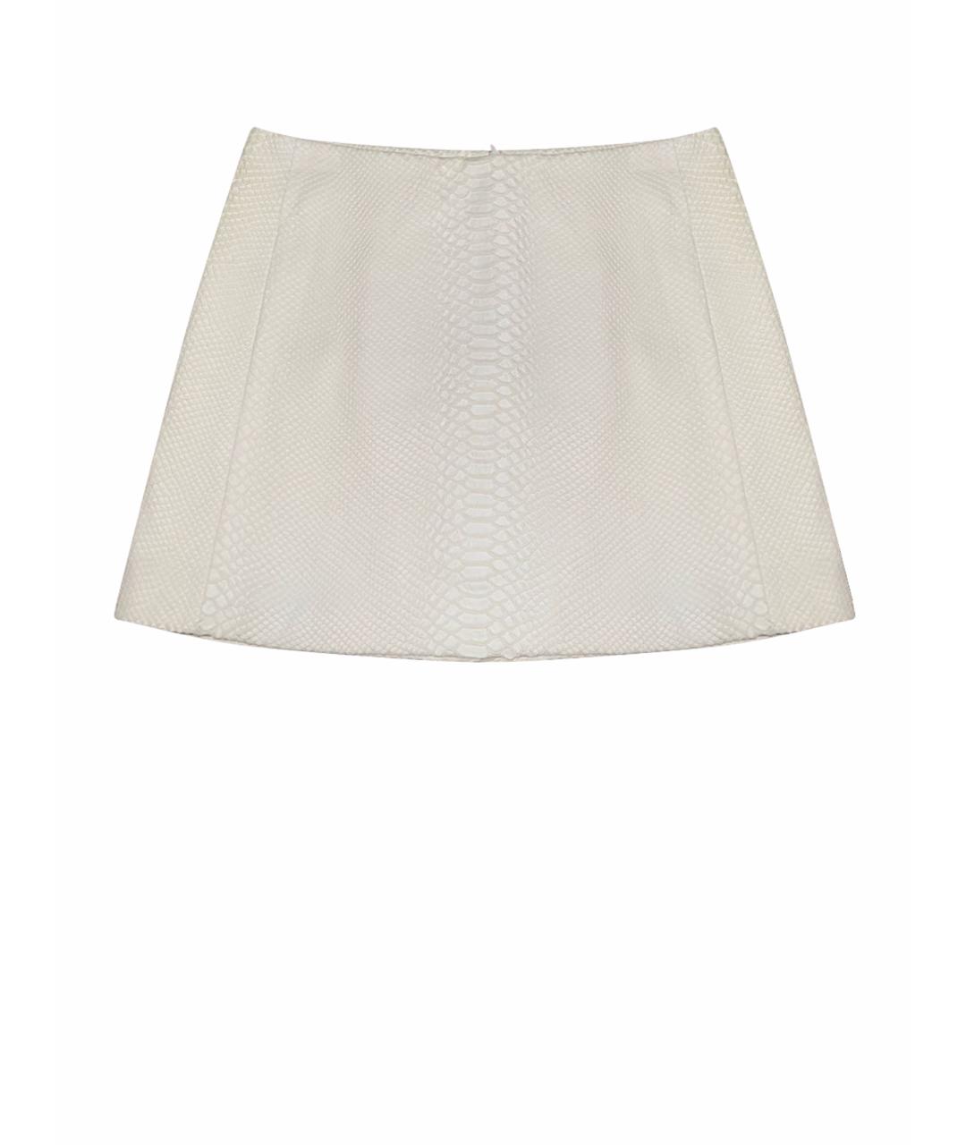 NEIL BARRETT Белая кожаная юбка мини, фото 1