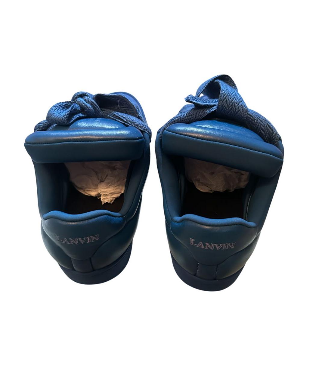 LANVIN Синие кожаные низкие кроссовки / кеды, фото 4