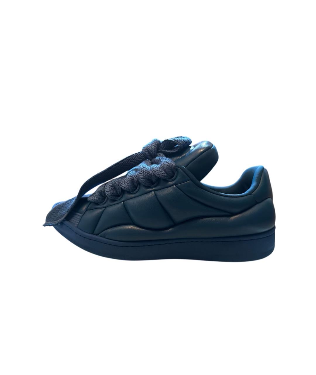 LANVIN Синие кожаные низкие кроссовки / кеды, фото 6