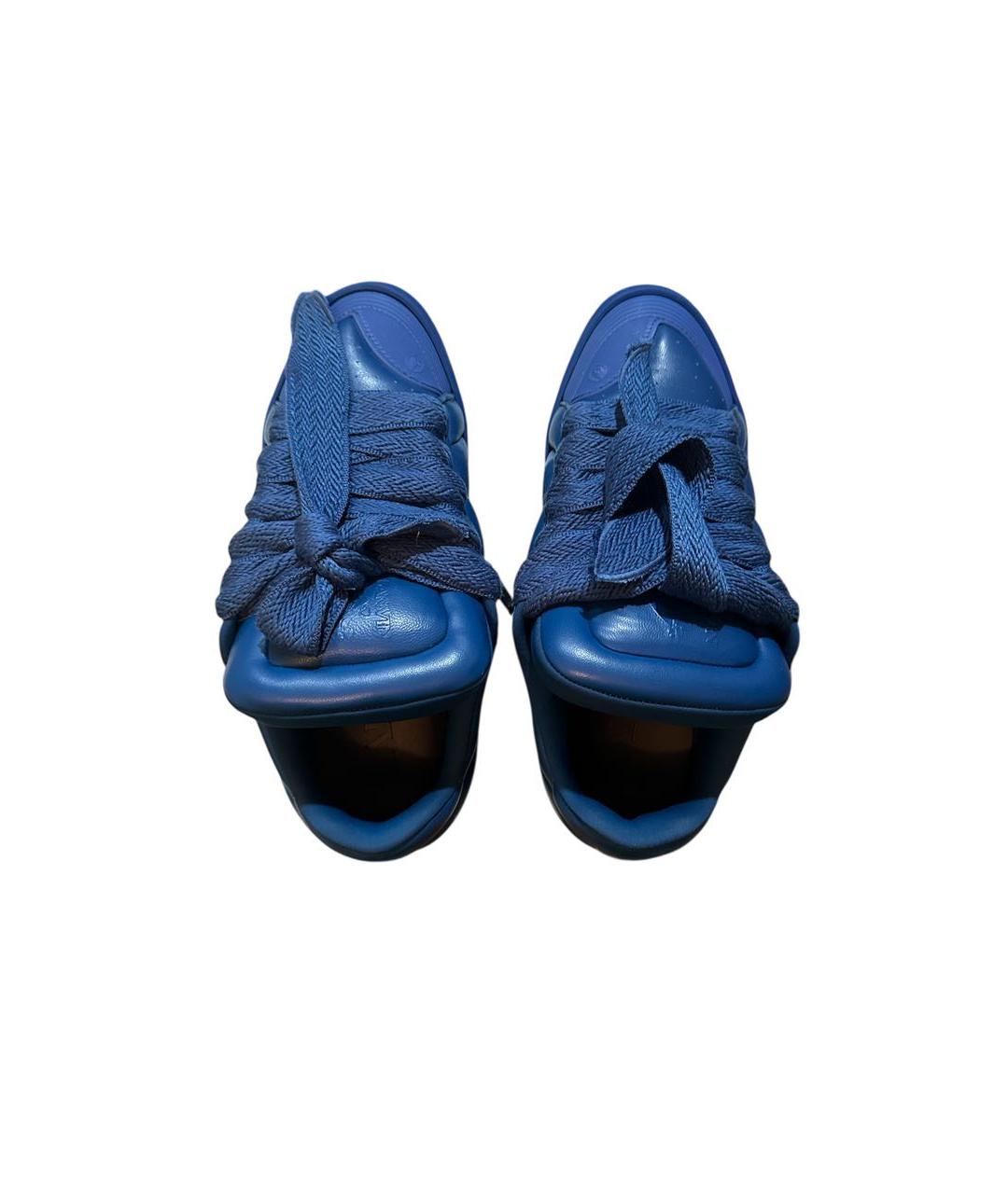 LANVIN Синие кожаные низкие кроссовки / кеды, фото 3