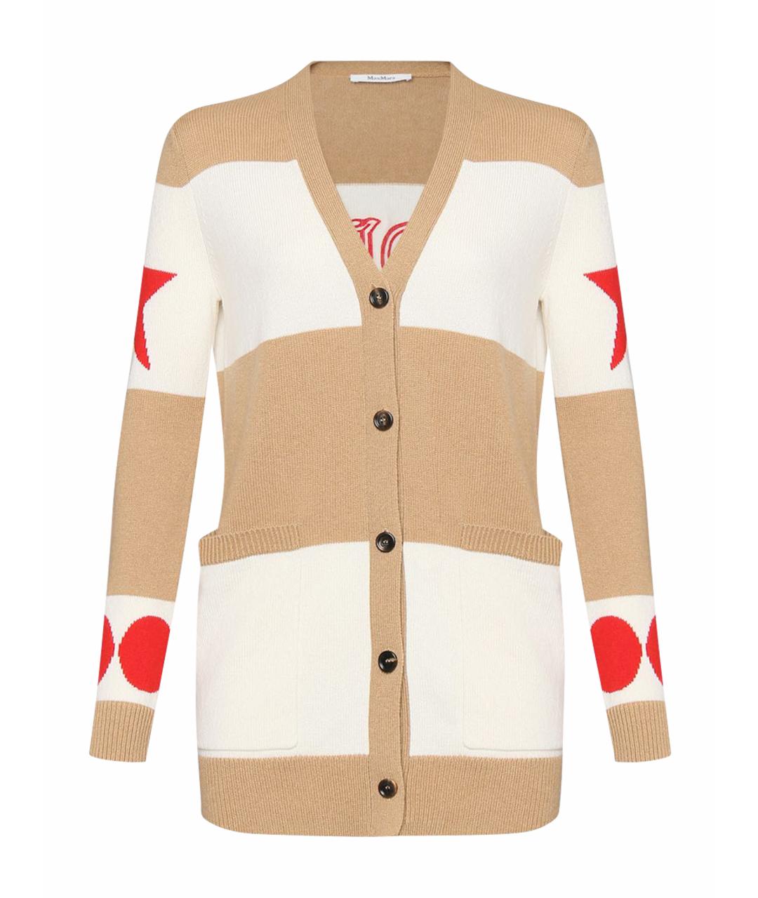 WEEKEND MAX MARA Бежевый кашемировый кардиган, фото 1