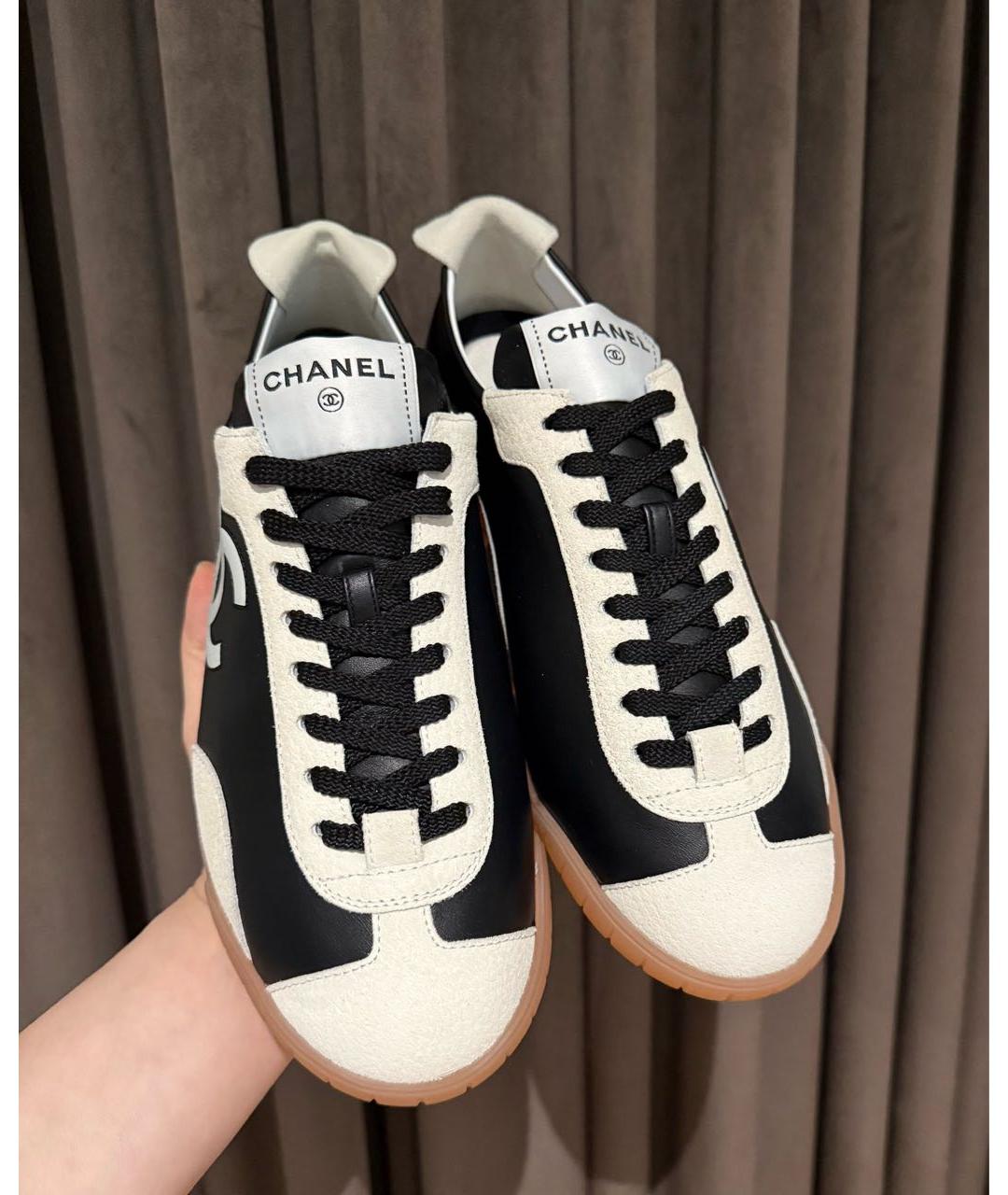 CHANEL Черные кожаные кеды, фото 3