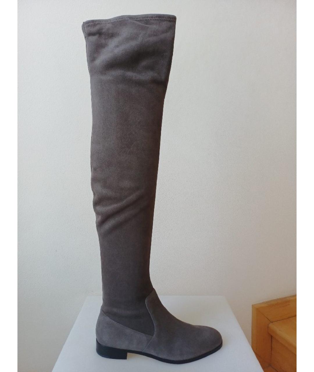 SERGIO ROSSI Серые замшевые ботфорты, фото 9