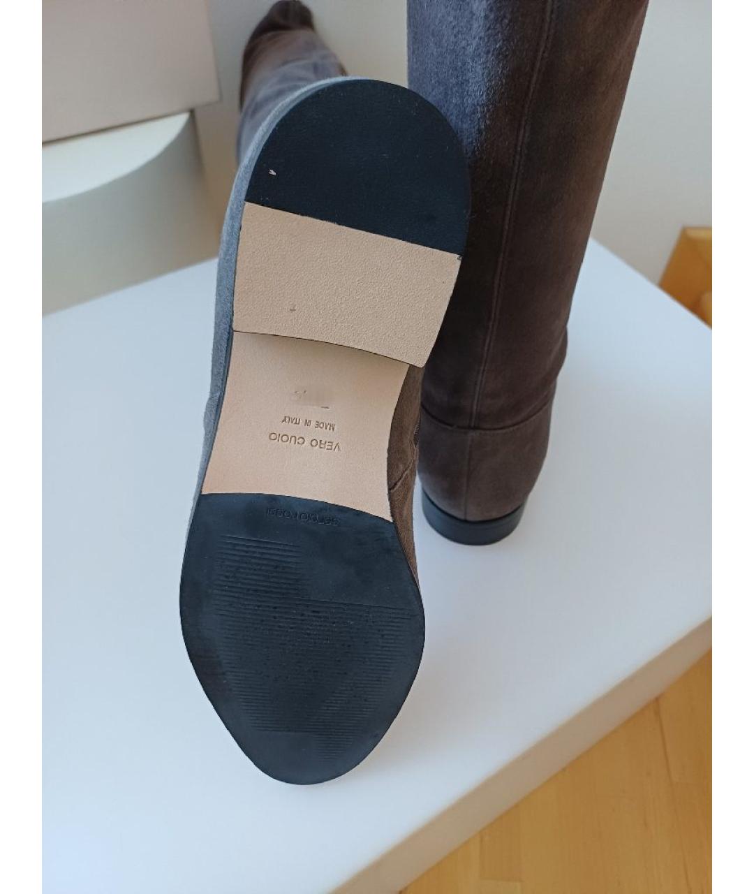 SERGIO ROSSI Серые замшевые ботфорты, фото 5