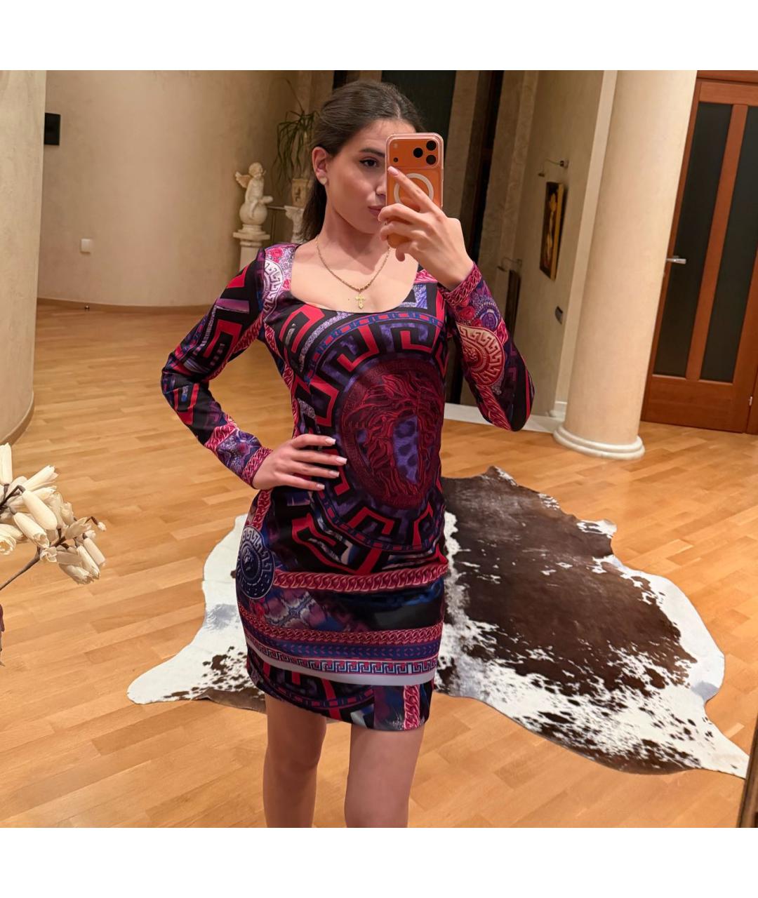 VERSACE Мульти полиамидовое вечернее платье, фото 5