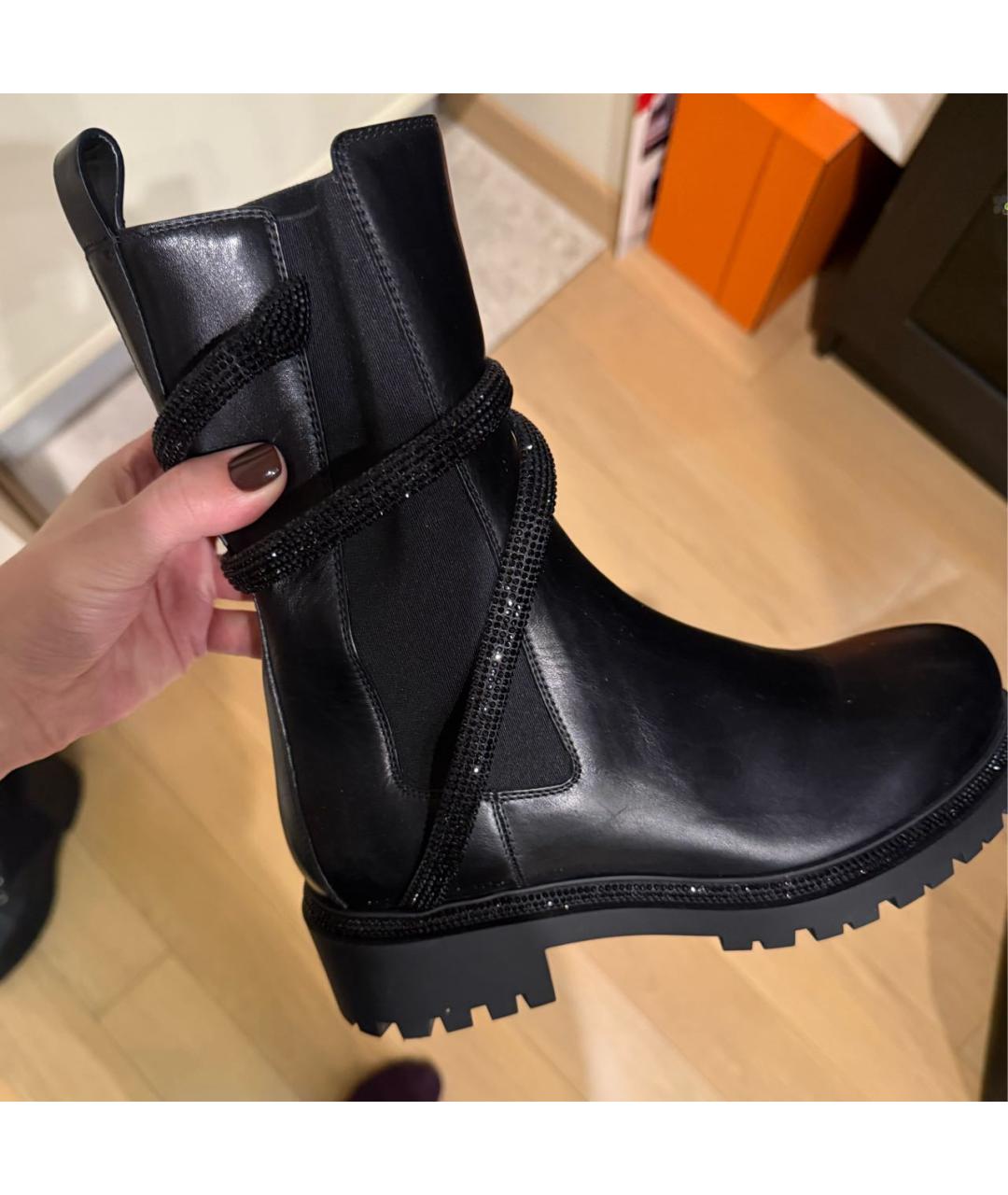 RENE CAOVILLA Черные кожаные сапоги, фото 6