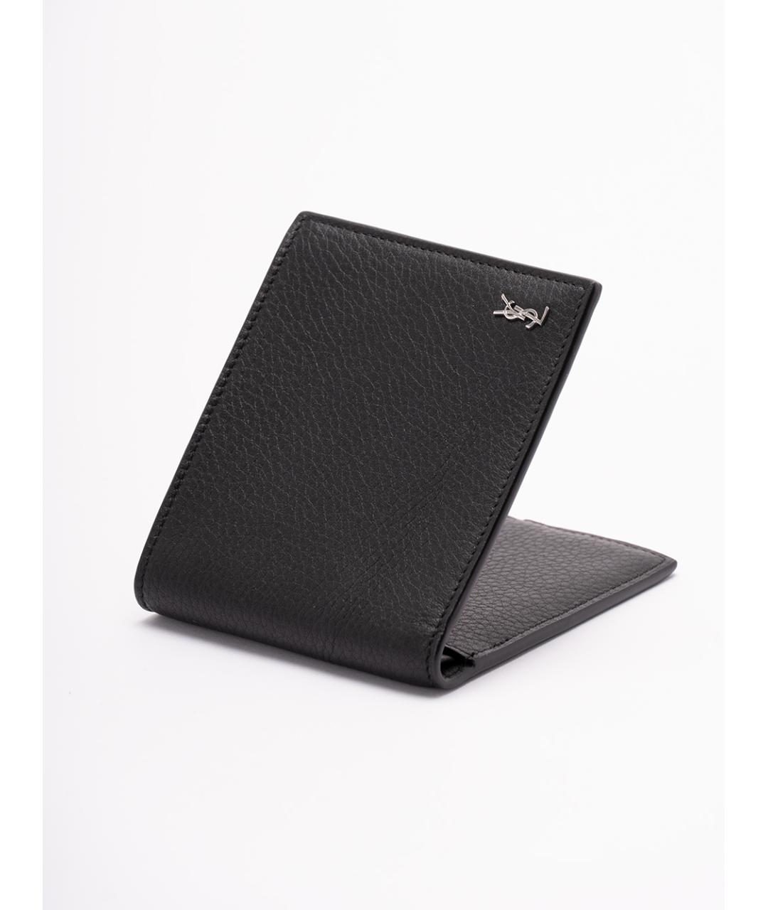 SAINT LAURENT Черный кожаный кошелек, фото 4