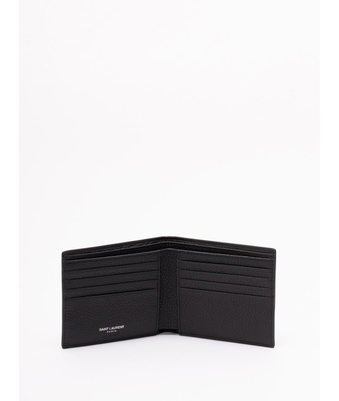 SAINT LAURENT Черный кожаный кошелек, фото 3