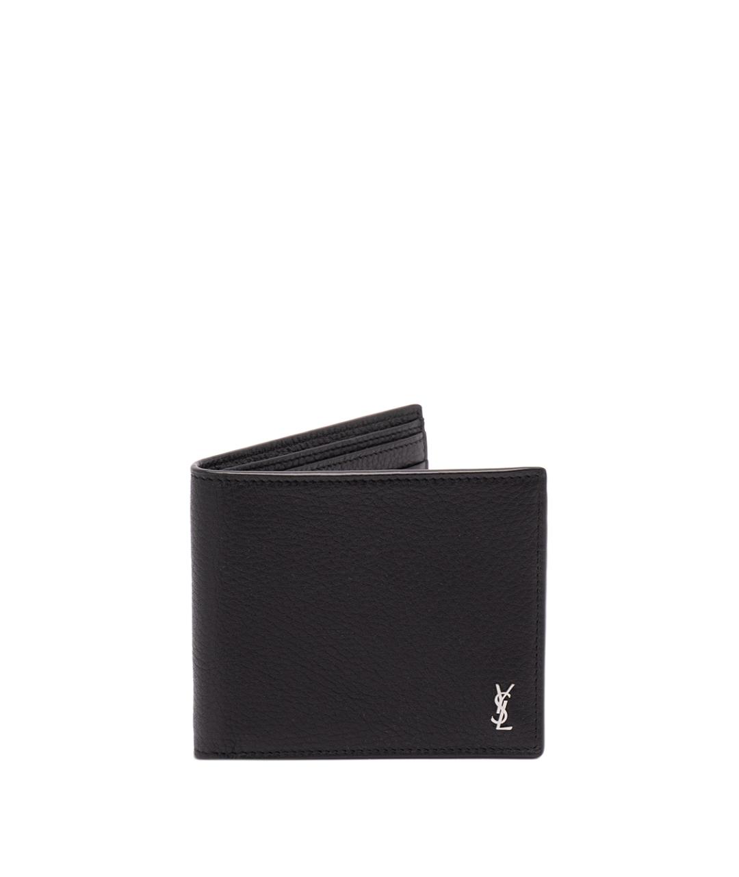 SAINT LAURENT Черный кожаный кошелек, фото 1