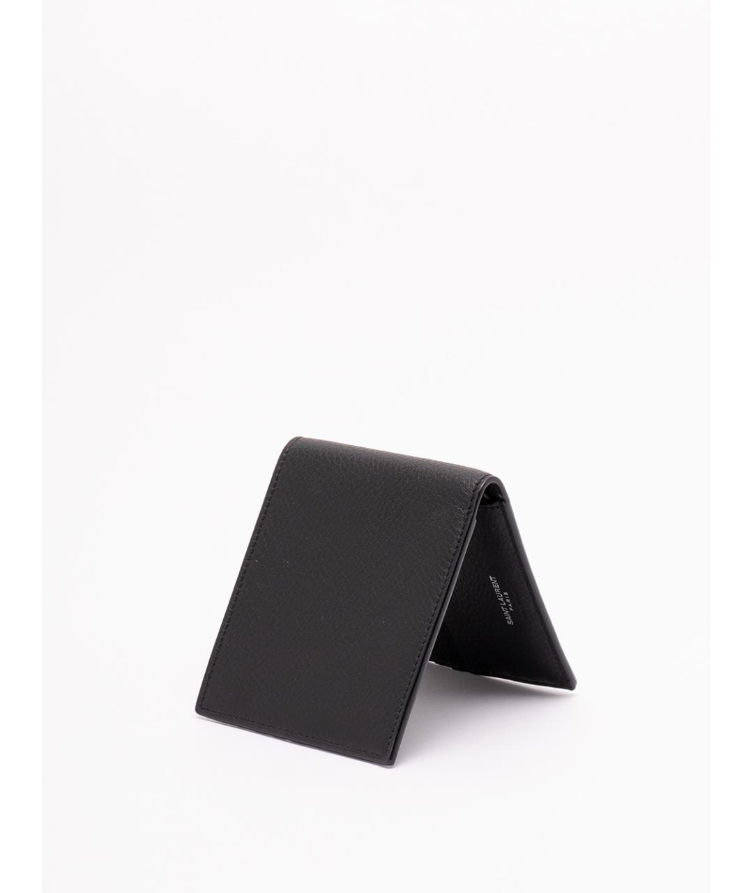 SAINT LAURENT Черный кожаный кошелек, фото 2
