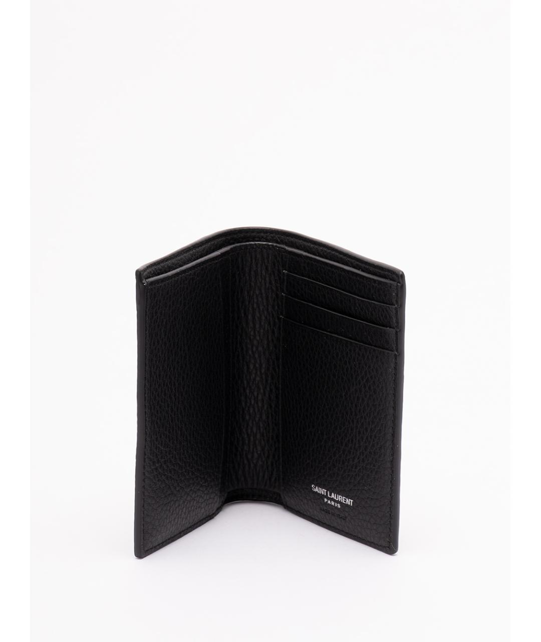 SAINT LAURENT Черный кожаный кошелек, фото 3