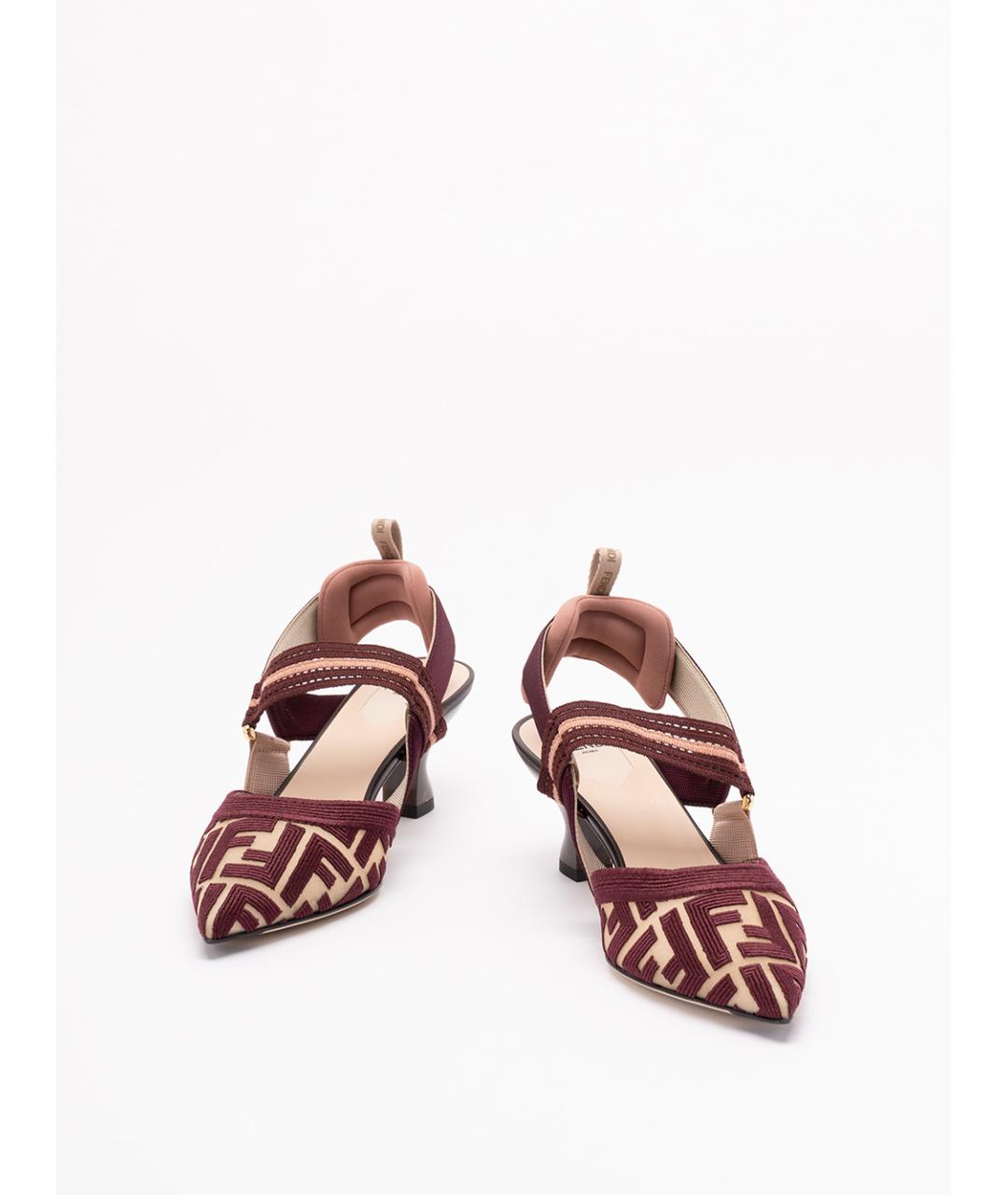 FENDI Бордовые текстильные туфли, фото 2