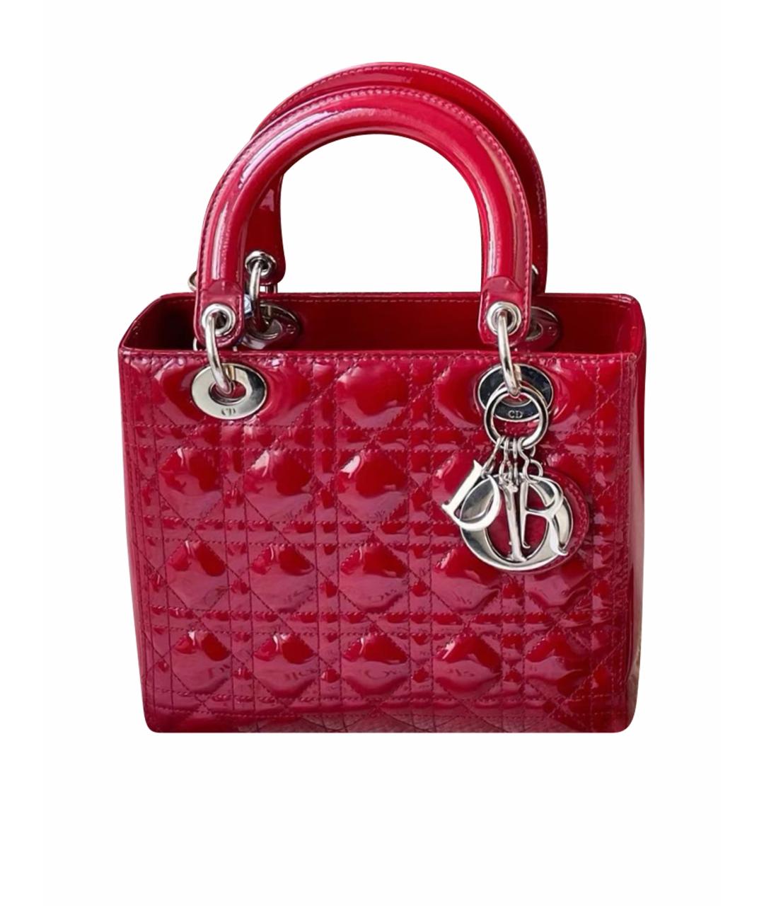 CHRISTIAN DIOR Красная сумка с короткими ручками из лакированной кожи, фото 1