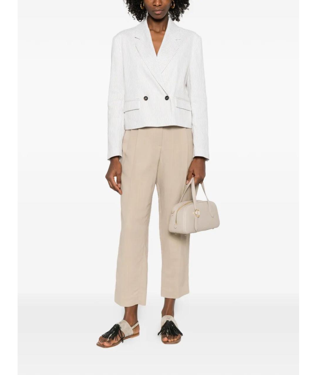 BRUNELLO CUCINELLI Бежевые вискозные брюки широкие, фото 2