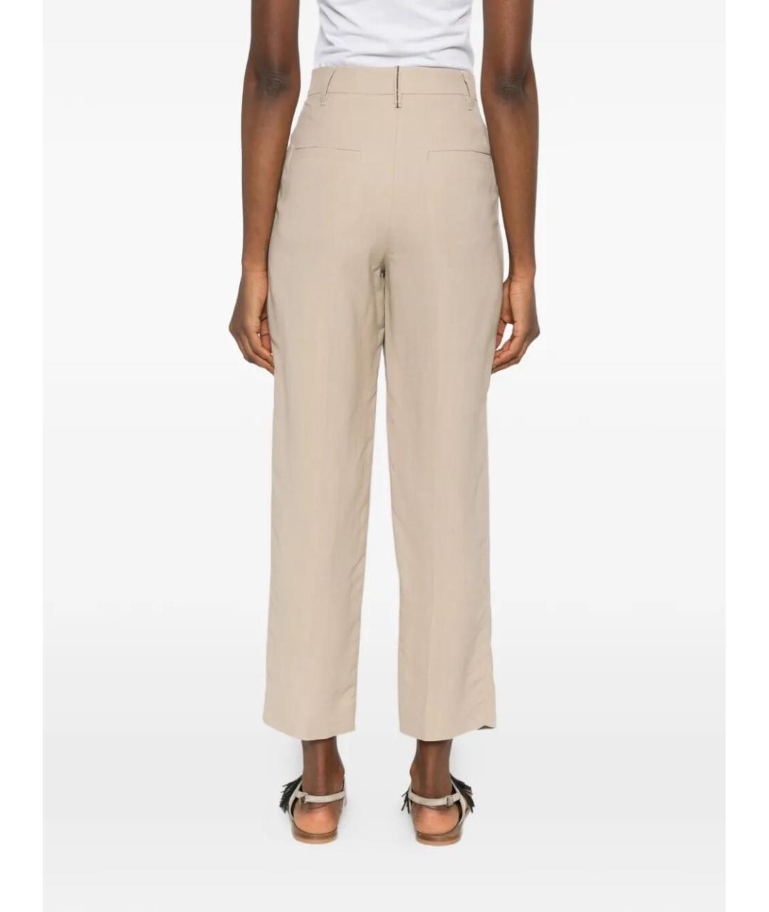 BRUNELLO CUCINELLI Бежевые вискозные брюки широкие, фото 5