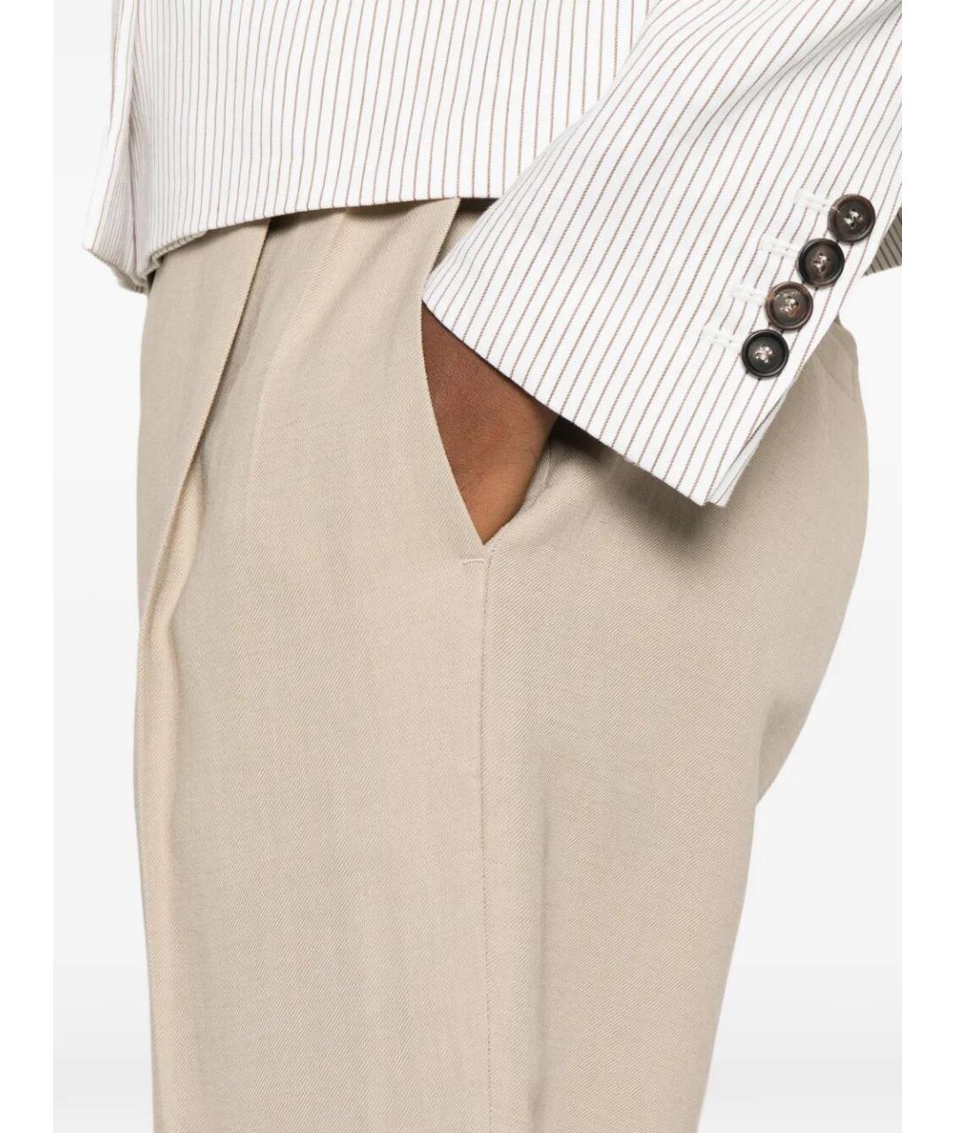 BRUNELLO CUCINELLI Бежевые вискозные брюки широкие, фото 3