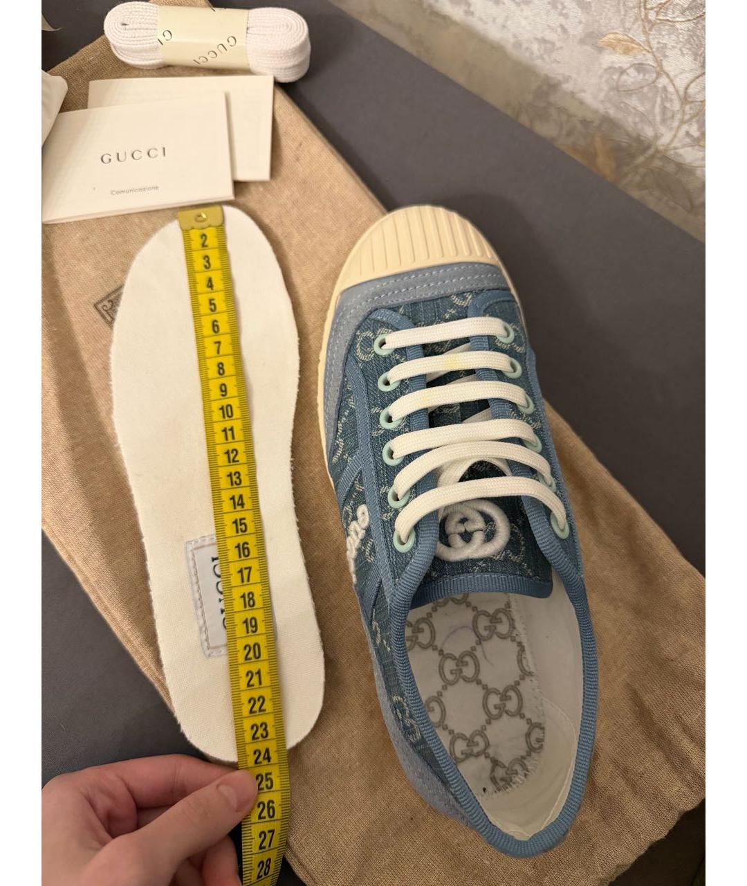 GUCCI Голубые текстильные кроссовки, фото 6