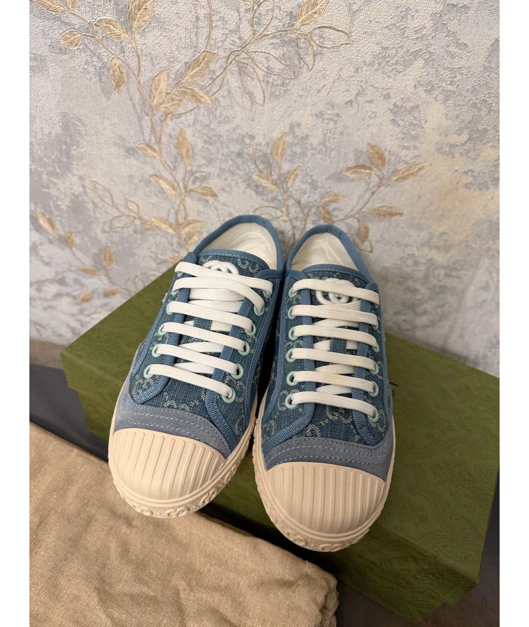 GUCCI Голубые текстильные кроссовки, фото 2