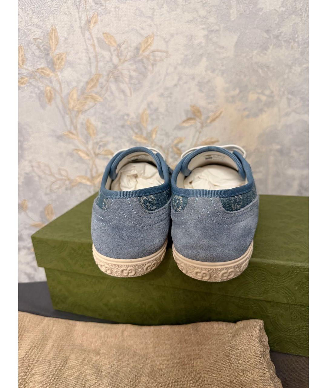 GUCCI Голубые текстильные кроссовки, фото 4
