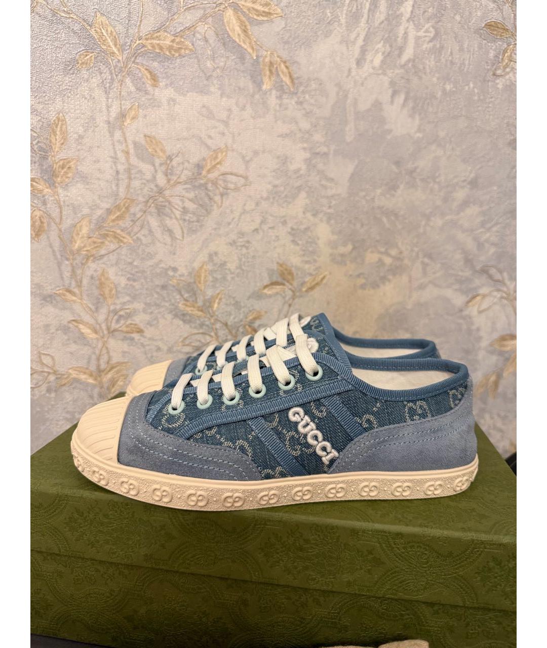 GUCCI Голубые текстильные кроссовки, фото 7