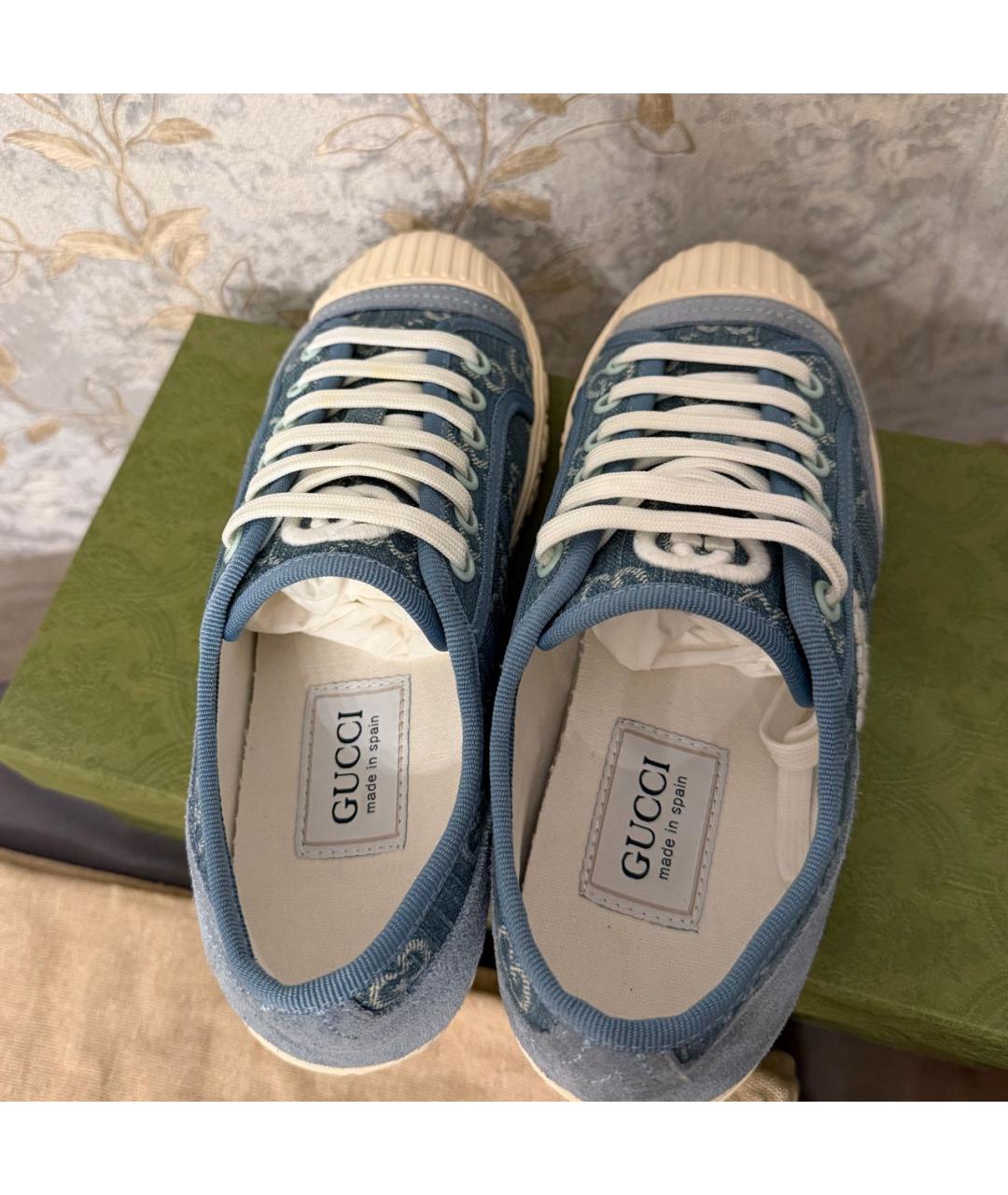 GUCCI Голубые текстильные кроссовки, фото 3