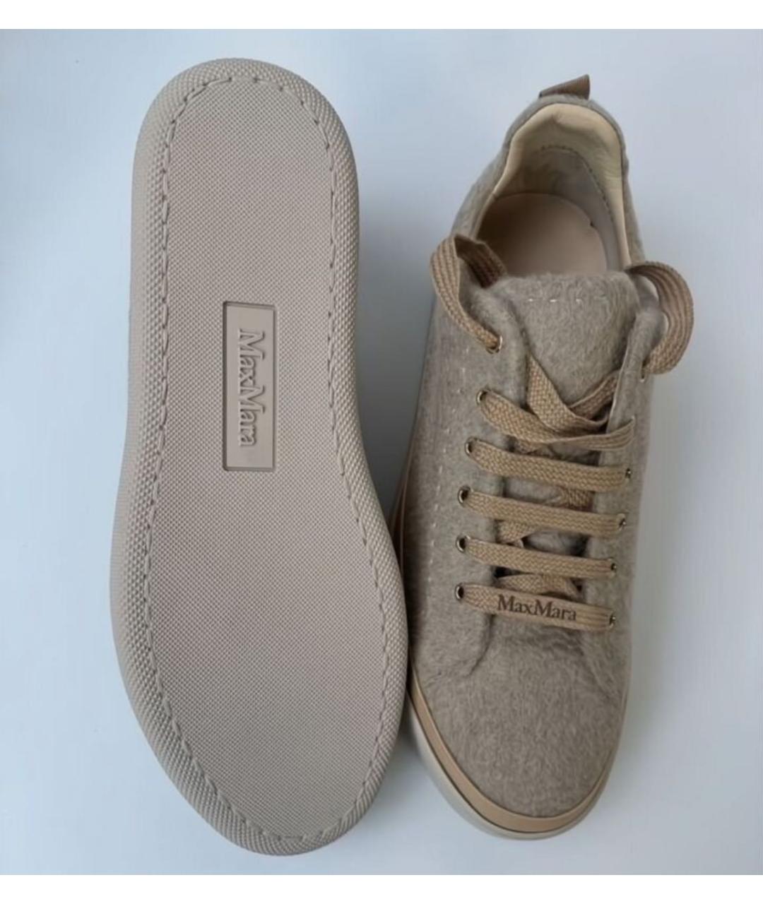 MAX MARA Бежевые кожаные кеды, фото 5