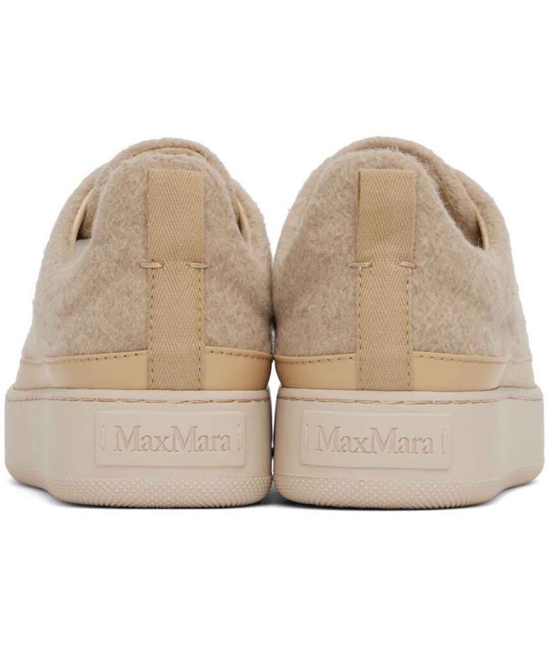 MAX MARA Бежевые кожаные кеды, фото 4