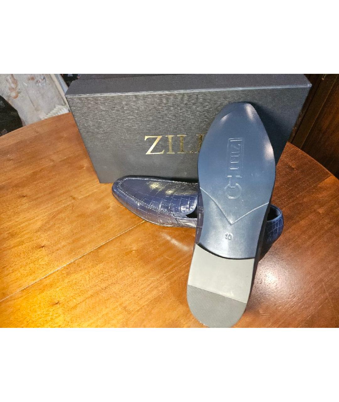 ZILLI Темно-синие туфли из экзотической кожи, фото 4