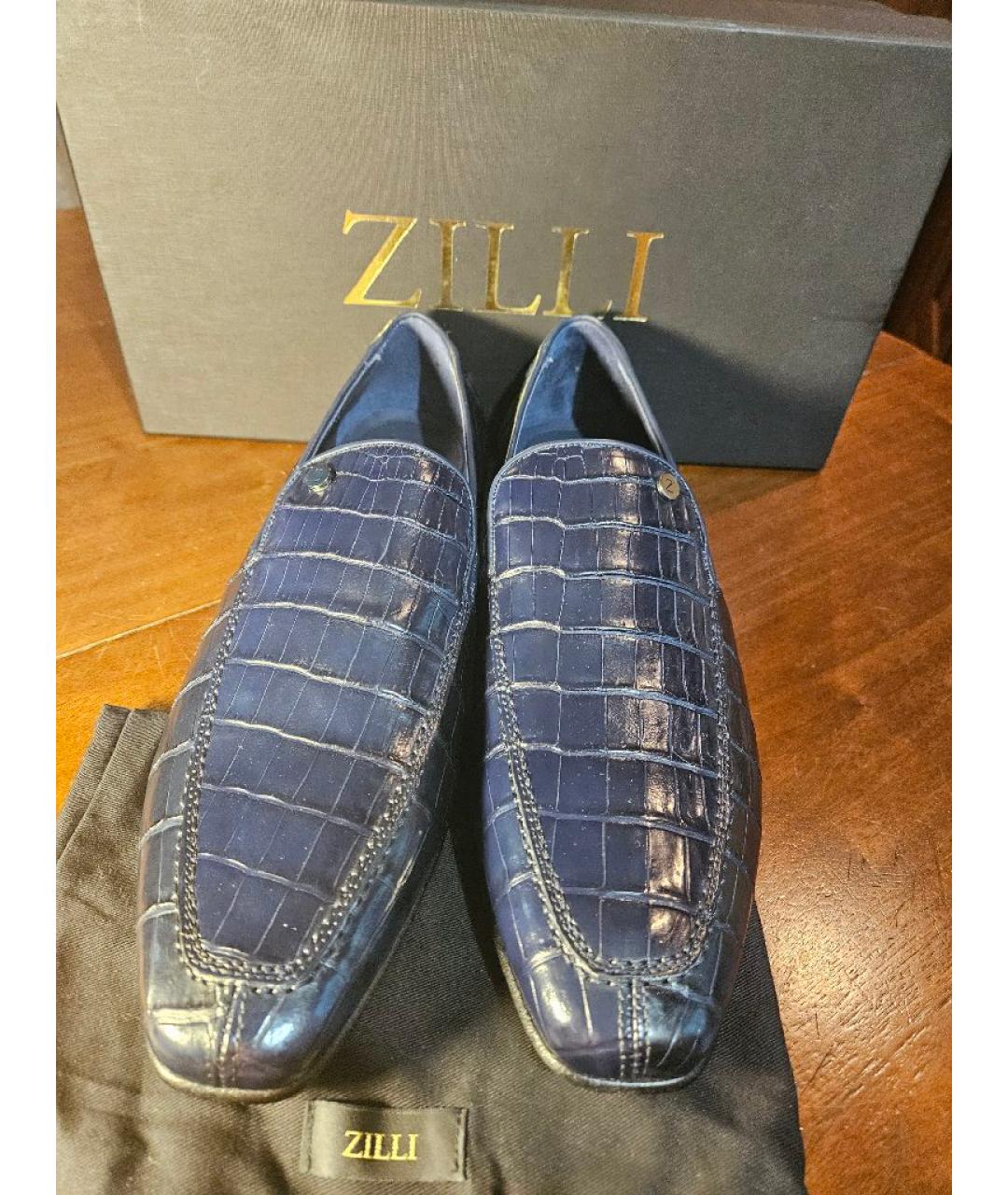 ZILLI Темно-синие туфли из экзотической кожи, фото 2