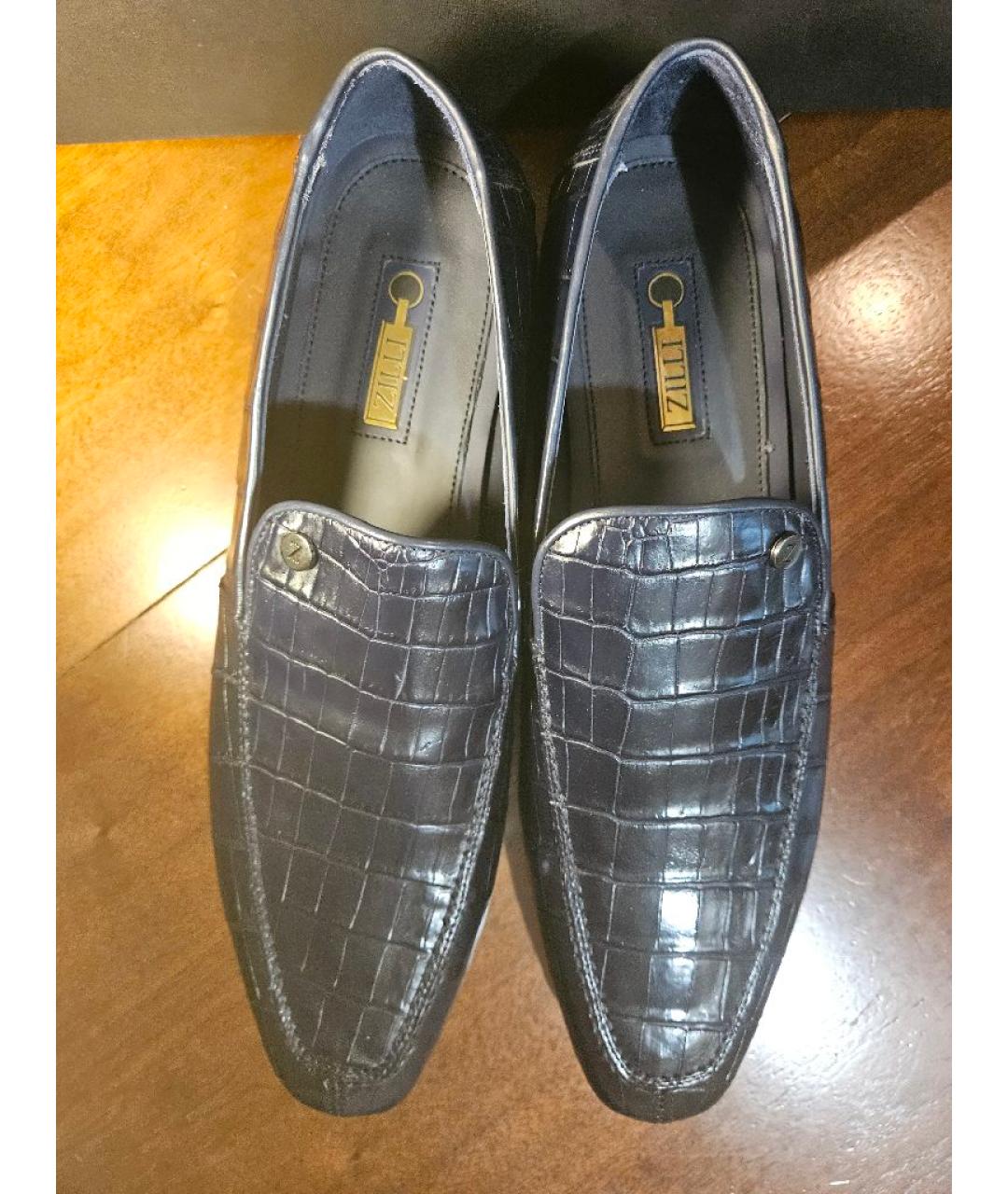 ZILLI Темно-синие туфли из экзотической кожи, фото 3