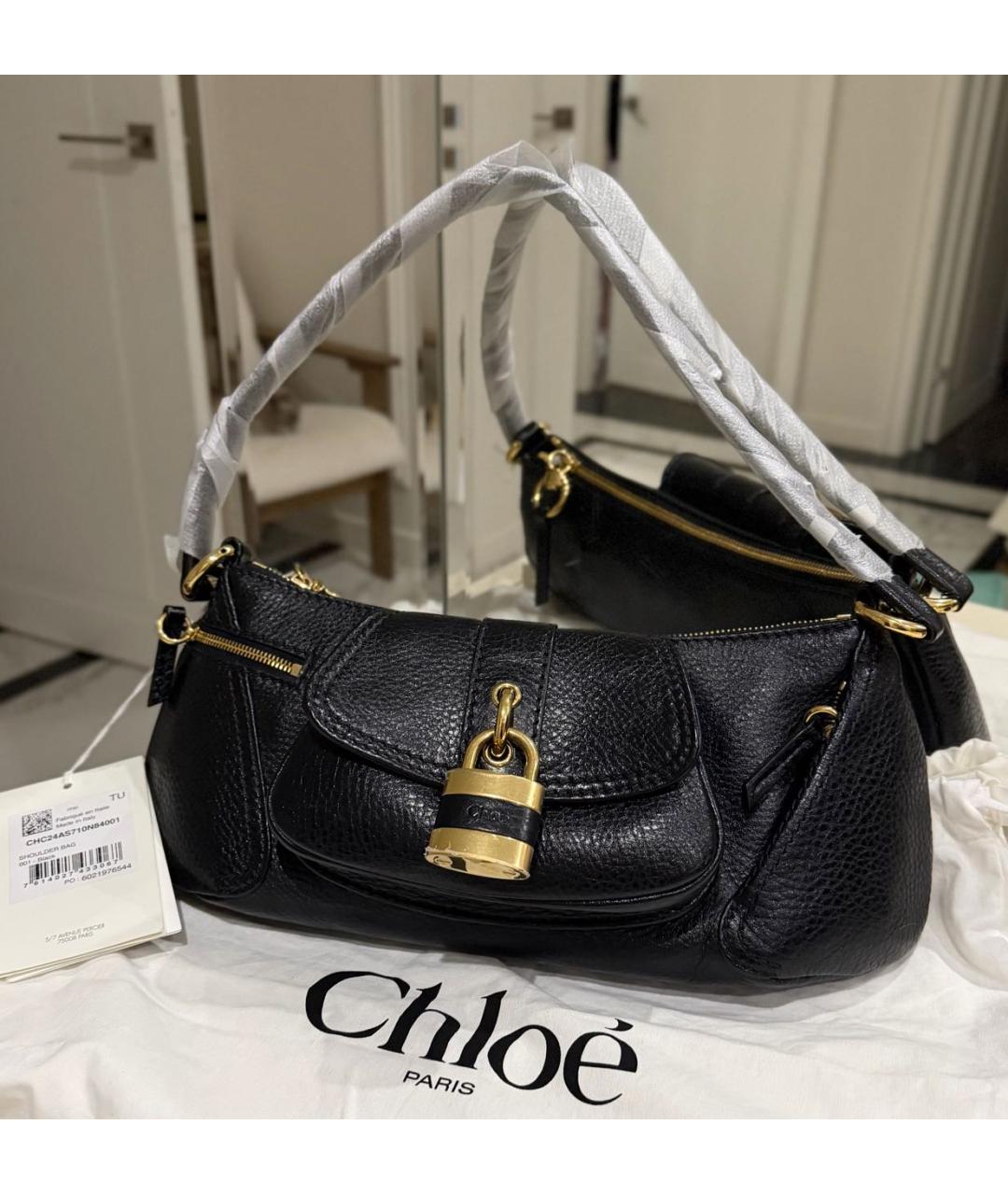 CHLOE Черная кожаная сумка через плечо, фото 5