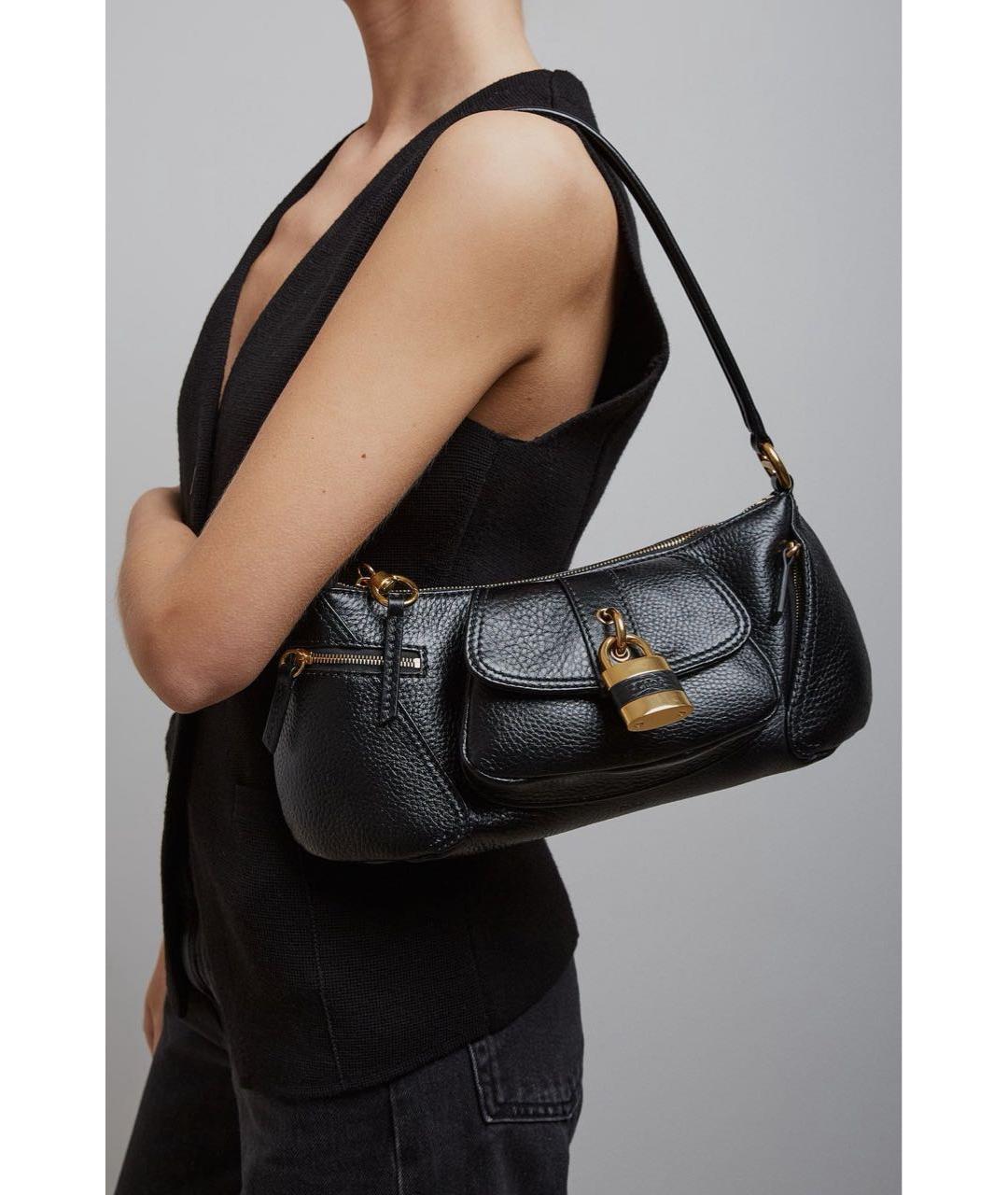 CHLOE Черная кожаная сумка через плечо, фото 3
