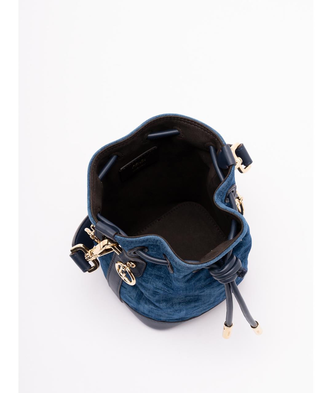 FENDI Синяя хлопковая сумка с короткими ручками, фото 7