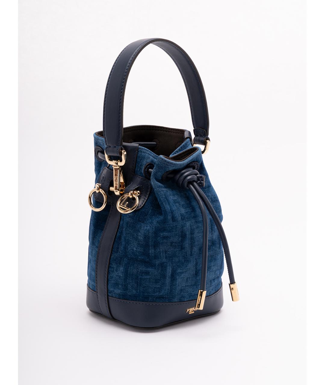FENDI Синяя хлопковая сумка с короткими ручками, фото 3
