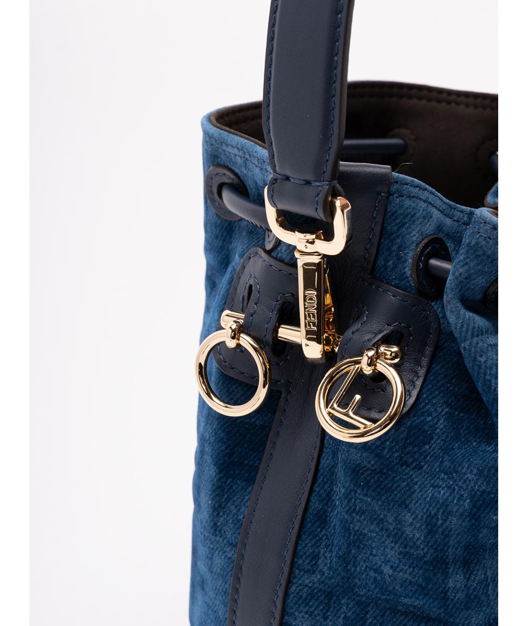 FENDI Синяя хлопковая сумка с короткими ручками, фото 4