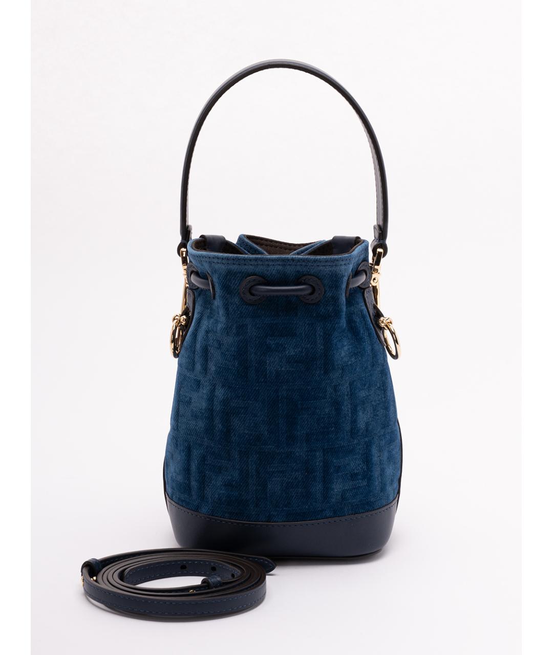 FENDI Синяя хлопковая сумка с короткими ручками, фото 2