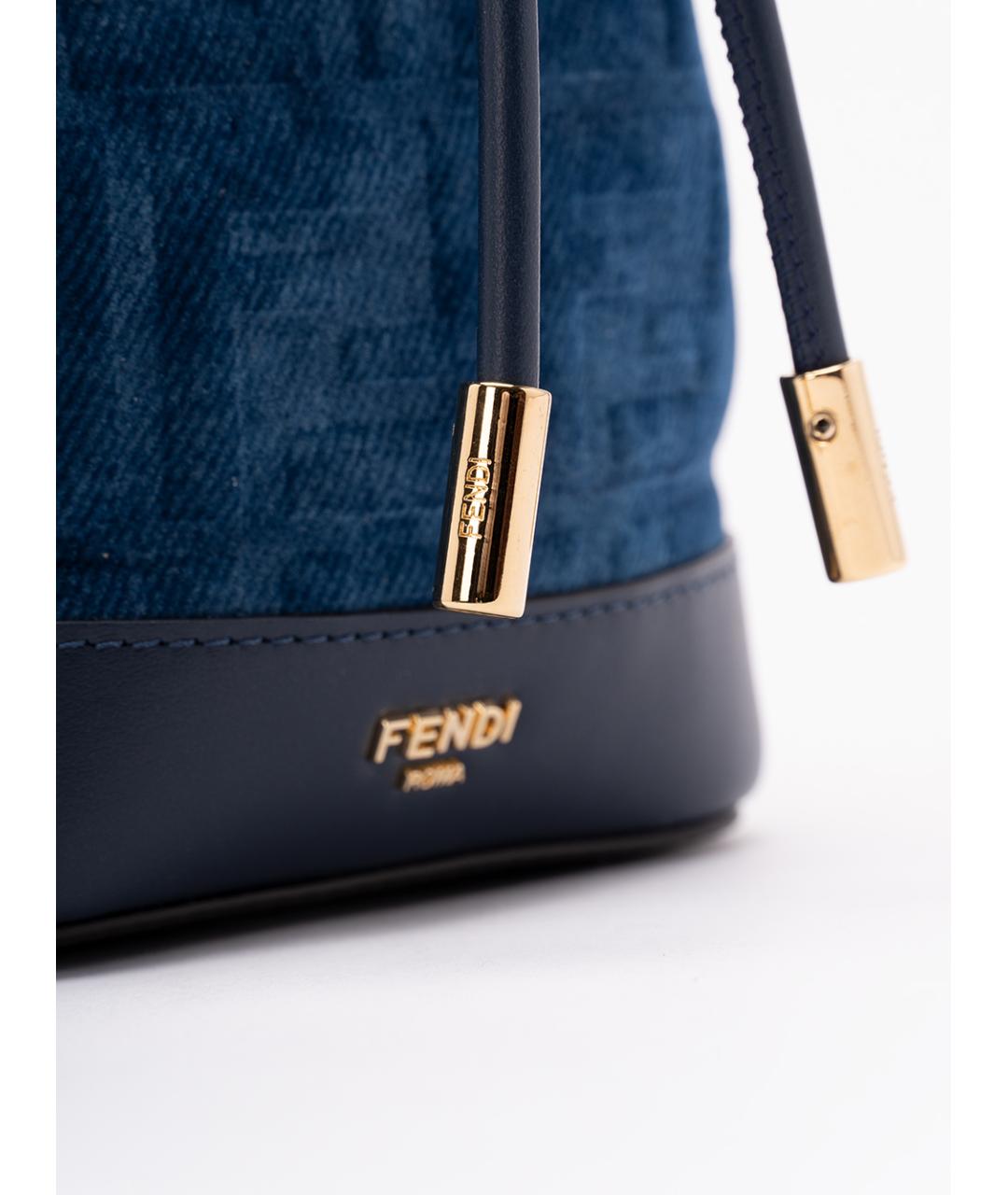 FENDI Синяя хлопковая сумка с короткими ручками, фото 5