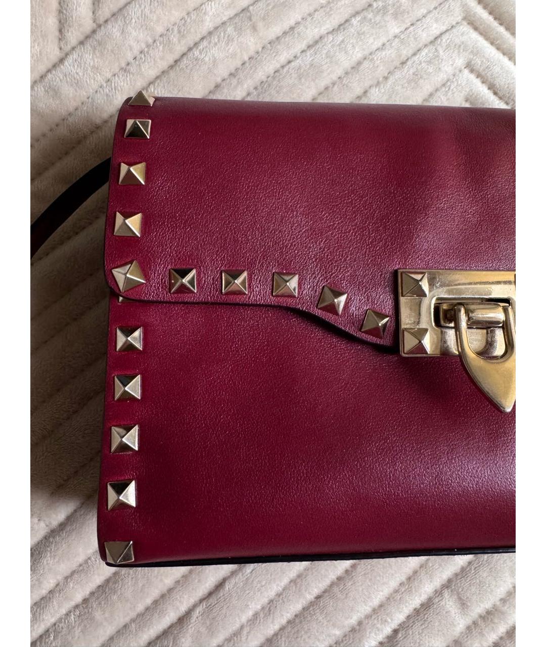 VALENTINO Бордовая кожаная сумка через плечо, фото 3